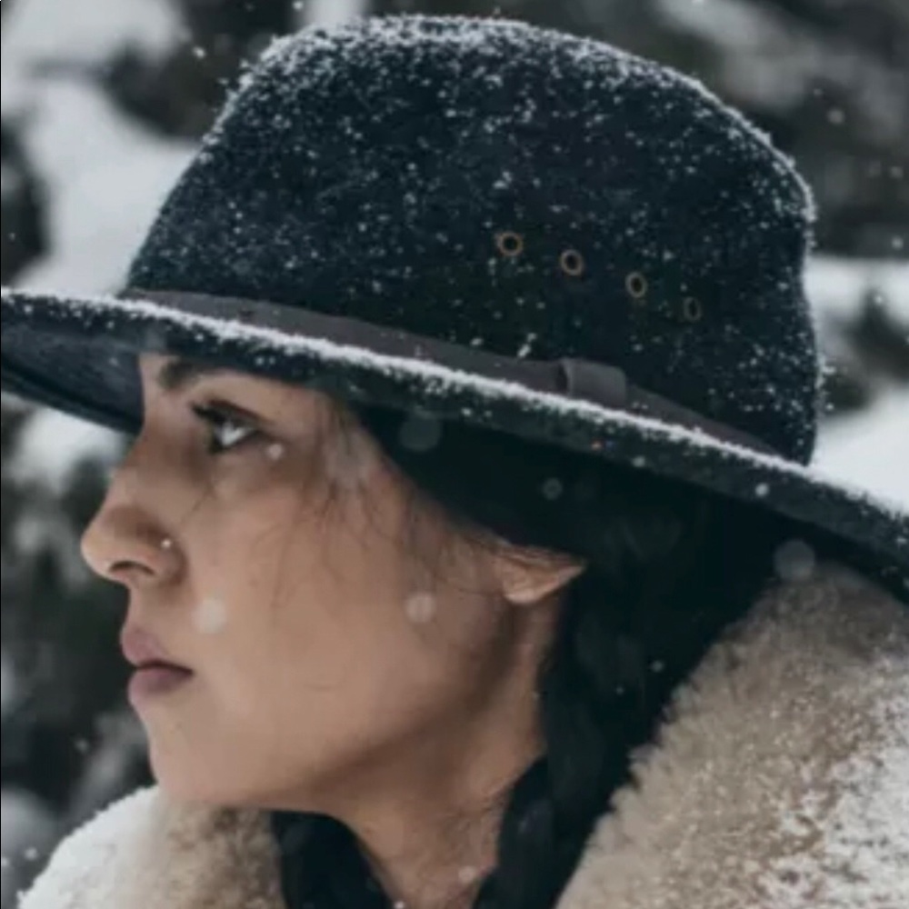 Filson Mackinaw 100% Virgin Wool Packet Hat Fedora Charcoal. Size medium